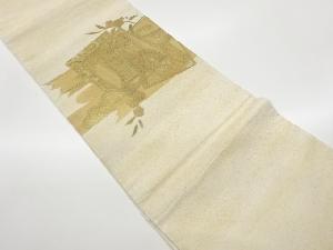 色紙に御所車・花葉模様刺繍袋帯